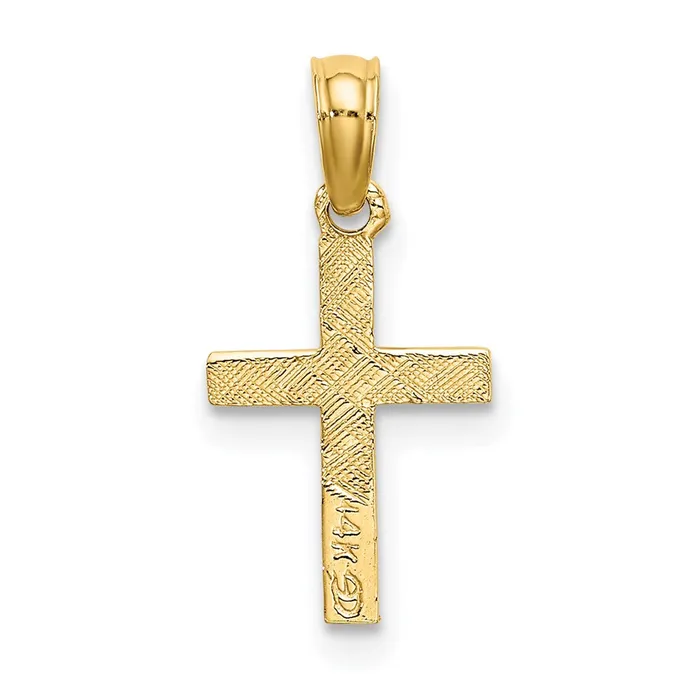 Qgold Charm Necklaces 14k Yellow Gold 9 mm Polished Mini Cross w Heart Charm 029 grams Qgold Charm Necklaces 14k Yellow Gold 9 mm Polished Mini Cross w Heart Charm 029 grams