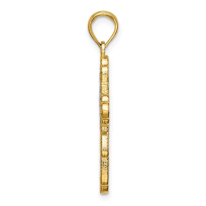 Qgold Charm Necklaces 14k Yellow Rhodium 17 mm Lace Trim Cross Charm 15 grams Qgold Charm Necklaces 14k Yellow Rhodium 17 mm Lace Trim Cross Charm 15 grams