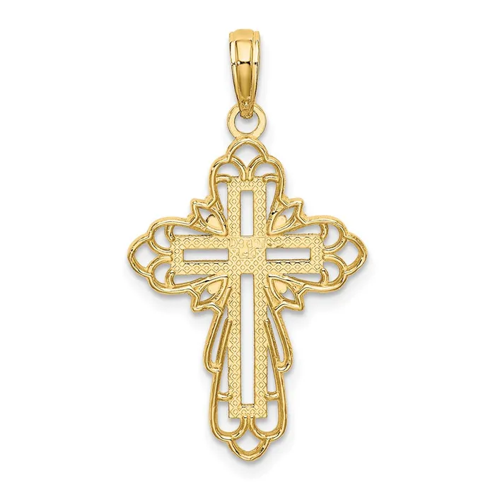Qgold Charm Necklaces 14k Yellow Rhodium 17 mm Lace Trim Cross Charm 15 grams Qgold Charm Necklaces 14k Yellow Rhodium 17 mm Lace Trim Cross Charm 15 grams