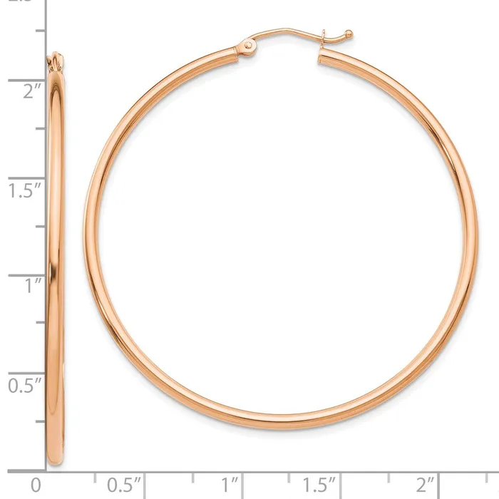 Qgold Earrings 10k Rose Gold 2 mm Lightweight Tube Hoop Earrings 246 grams Qgold Earrings 10k Rose Gold 2 mm Lightweight Tube Hoop Earrings 246 grams