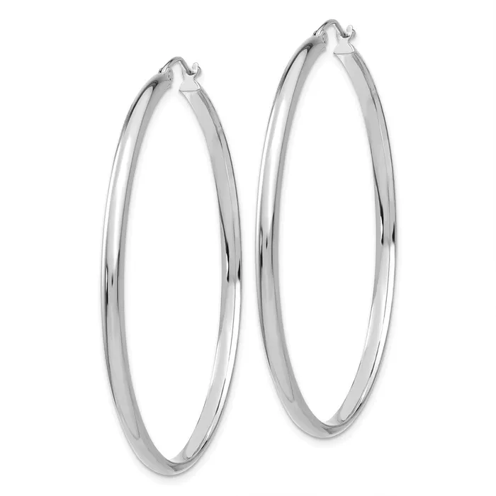 Qgold Earrings 10k White Gold 51 mm Polished Hoop Earring 347 grams Qgold Earrings 10k White Gold 51 mm Polished Hoop Earring 347 grams