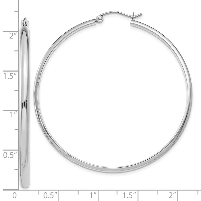 Qgold Earrings 10k White Gold 51 mm Polished Hoop Earring 347 grams Qgold Earrings 10k White Gold 51 mm Polished Hoop Earring 347 grams