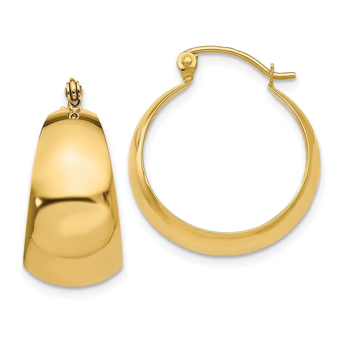 Qgold Earrings 10k Yellow Gold 1045 mm Tapered Hoop Earrings 269 grams