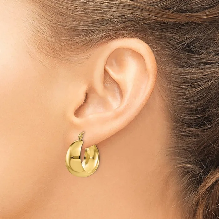 Qgold Earrings 10k Yellow Gold 1045 mm Tapered Hoop Earrings 269 grams Qgold Earrings 10k Yellow Gold 1045 mm Tapered Hoop Earrings 269 grams