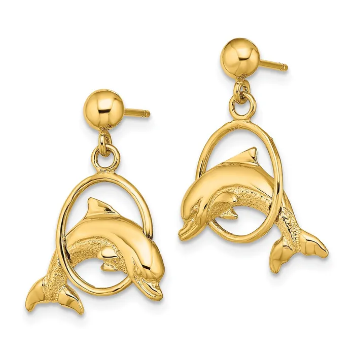 Qgold Earrings 10k Yellow Gold 1435 mm Polished Dolphin Jumping Through Hoop Earrings 242 grams Qgold Earrings 10k Yellow Gold 1435 mm Polished Dolphin Jumping Through Hoop Earrings 242 grams