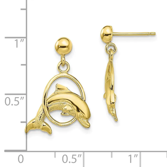 Qgold Earrings 10k Yellow Gold 1435 mm Polished Dolphin Jumping Through Hoop Earrings 242 grams Qgold Earrings 10k Yellow Gold 1435 mm Polished Dolphin Jumping Through Hoop Earrings 242 grams