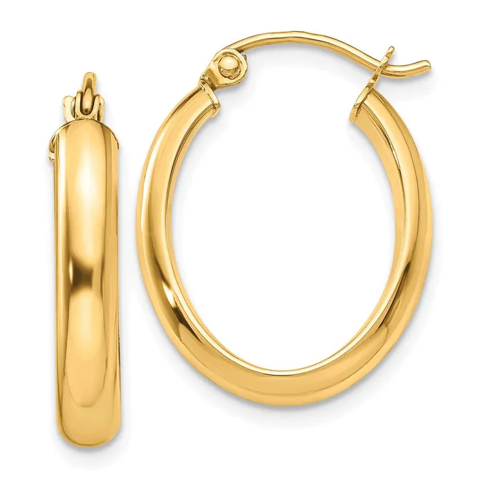 Qgold Earrings 10k Yellow Gold 1725 mm Oval Hoop Earrings 138 grams
