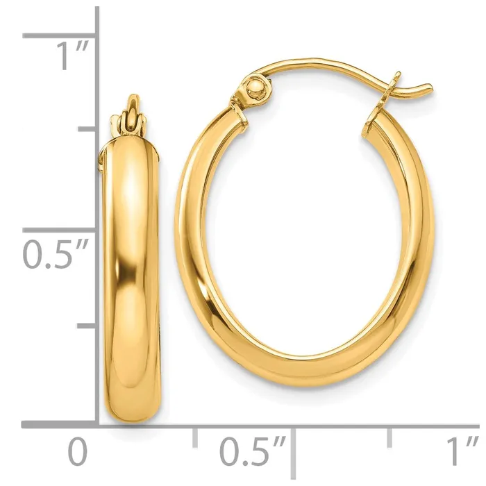 Qgold Earrings 10k Yellow Gold 1725 mm Oval Hoop Earrings 138 grams Qgold Earrings 10k Yellow Gold 1725 mm Oval Hoop Earrings 138 grams