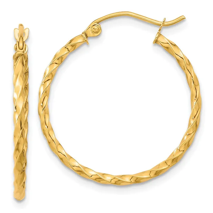 Qgold Earrings 10k Yellow Gold 2509 mm Twist Polished Hoop Earring 136 grams Qgold Earrings 10k Yellow Gold 2509 mm Twist Polished Hoop Earring 136 grams