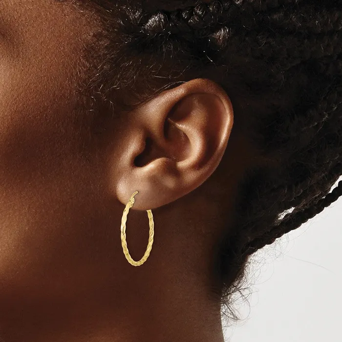 Qgold Earrings 10k Yellow Gold 2509 mm Twist Polished Hoop Earring 136 grams Qgold Earrings 10k Yellow Gold 2509 mm Twist Polished Hoop Earring 136 grams