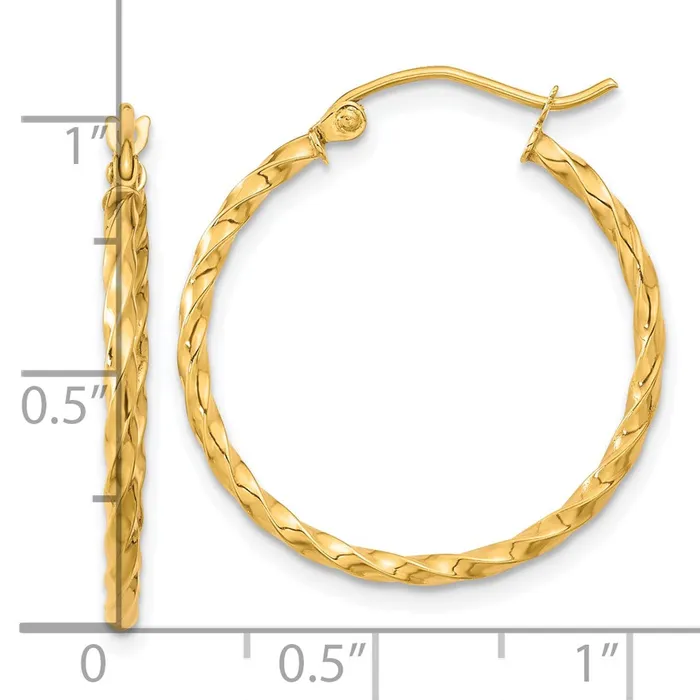 Qgold Earrings 10k Yellow Gold 2509 mm Twist Polished Hoop Earring 136 grams Qgold Earrings 10k Yellow Gold 2509 mm Twist Polished Hoop Earring 136 grams