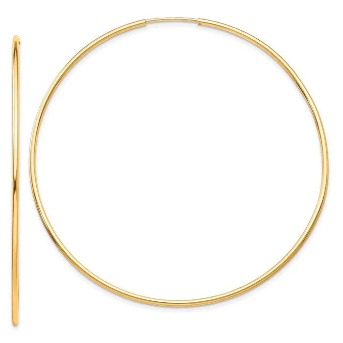 Qgold Earrings 10k Yellow Gold 60 mm Polished Endless Tube Hoop Earrings 174 grams Qgold Earrings 10k Yellow Gold 60 mm Polished Endless Tube Hoop Earrings 174 grams