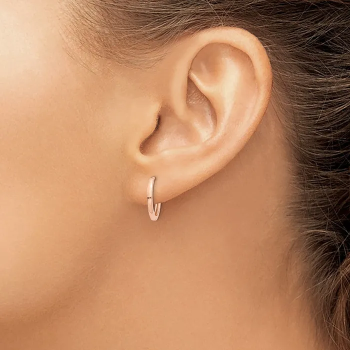 Qgold Earrings 14k Rose Gold 15 mm Round Hinged Hoop Earrings 151 grams Qgold Earrings 14k Rose Gold 15 mm Round Hinged Hoop Earrings 151 grams