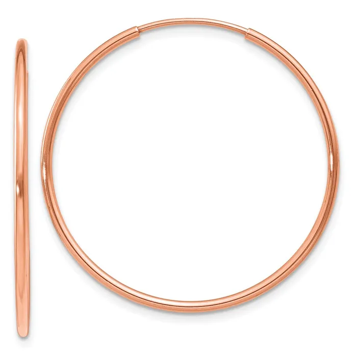 Qgold Earrings 14k Rose Gold 30 mm Polished Endless Hoop Earrings 102 grams Qgold Earrings 14k Rose Gold 30 mm Polished Endless Hoop Earrings 102 grams