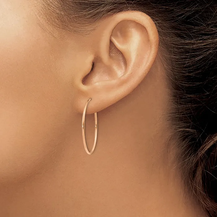 Qgold Earrings 14k Rose Gold 30 mm Polished Endless Hoop Earrings 102 grams