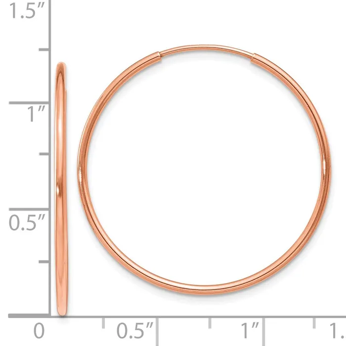 Qgold Earrings 14k Rose Gold 30 mm Polished Endless Hoop Earrings 102 grams