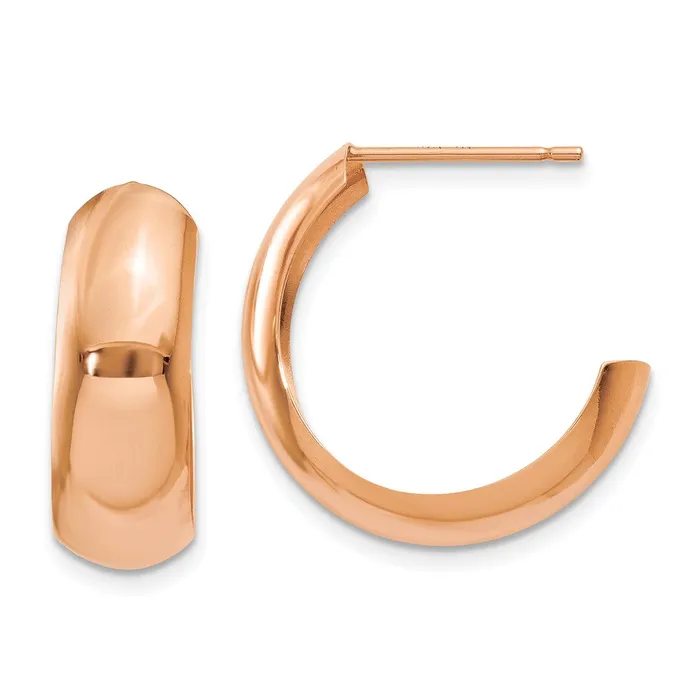 Qgold Earrings 14k Rose Gold 6 mm Polished Hoop Earrings 14 grams