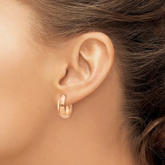 Qgold Earrings 14k Rose Gold 6 mm Polished Hoop Earrings 14 grams Qgold Earrings 14k Rose Gold 6 mm Polished Hoop Earrings 14 grams