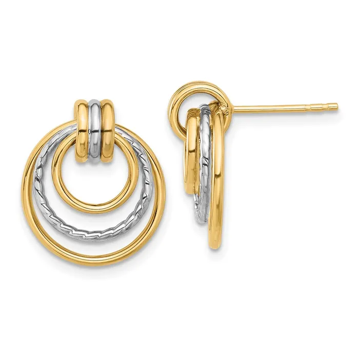 Qgold Earrings 14k Twotone 149 mm Twotone Polished Circle Drop Post Earrings 224 grams Qgold Earrings 14k Twotone 149 mm Twotone Polished Circle Drop Post Earrings 224 grams
