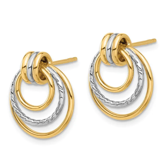 Qgold Earrings 14k Twotone 149 mm Twotone Polished Circle Drop Post Earrings 224 grams Qgold Earrings 14k Twotone 149 mm Twotone Polished Circle Drop Post Earrings 224 grams