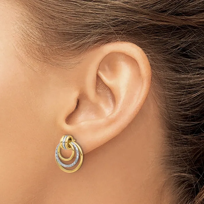 Qgold Earrings 14k Twotone 149 mm Twotone Polished Circle Drop Post Earrings 224 grams Qgold Earrings 14k Twotone 149 mm Twotone Polished Circle Drop Post Earrings 224 grams