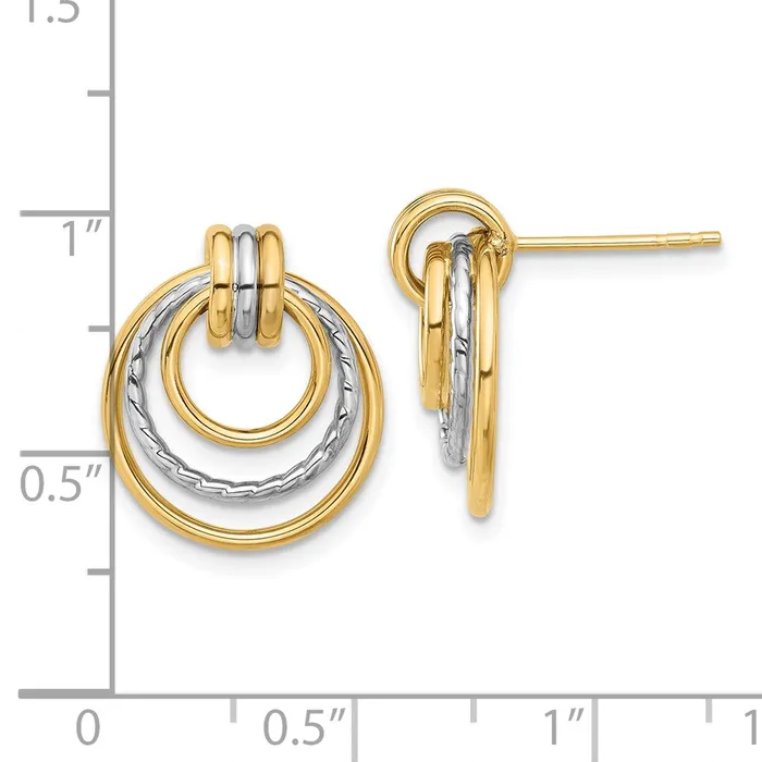 Qgold Earrings 14k Twotone 149 mm Twotone Polished Circle Drop Post Earrings 224 grams Qgold Earrings 14k Twotone 149 mm Twotone Polished Circle Drop Post Earrings 224 grams
