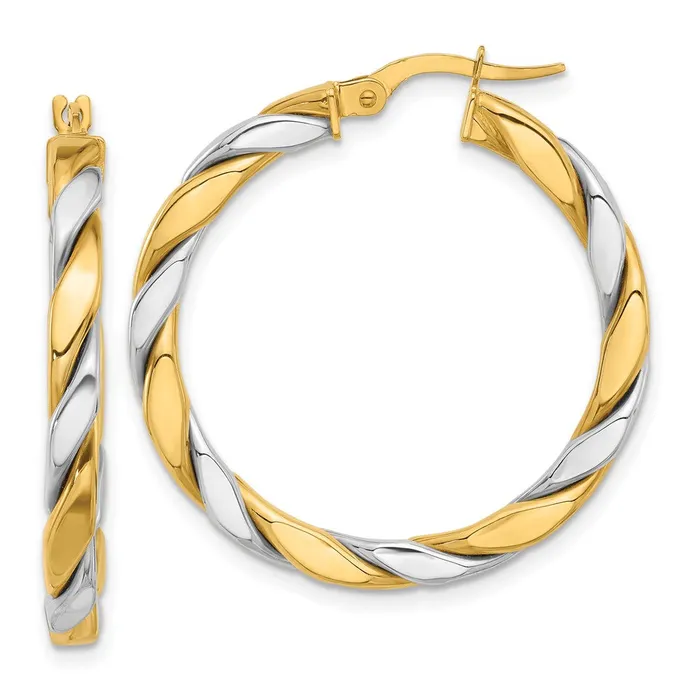 Qgold Earrings 14k Twotone 31 mm Hoop Earrings 303 grams