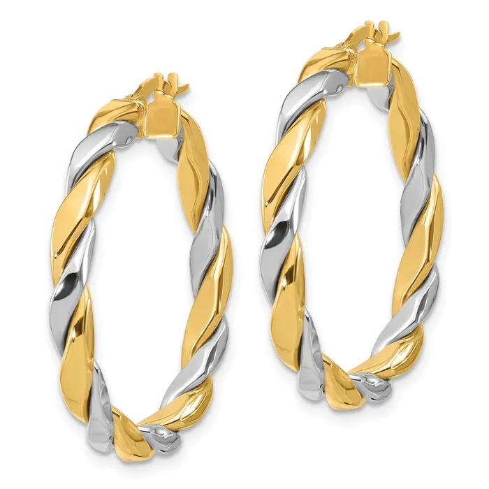 Qgold Earrings 14k Twotone 31 mm Hoop Earrings 303 grams Qgold Earrings 14k Twotone 31 mm Hoop Earrings 303 grams