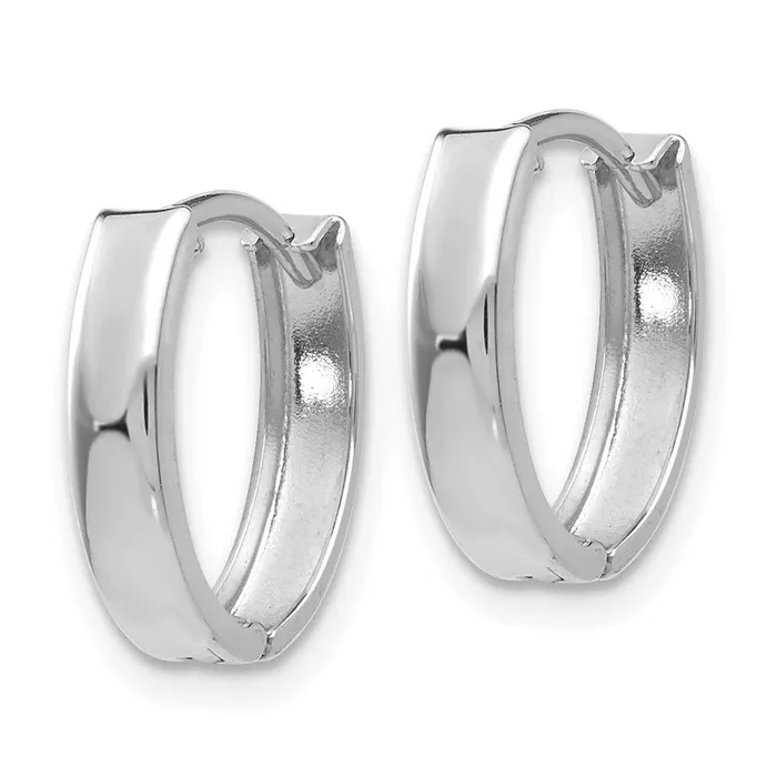 Qgold Earrings 14k White Gold 10 mm Polished Hinged Hoop Earrings 109 grams