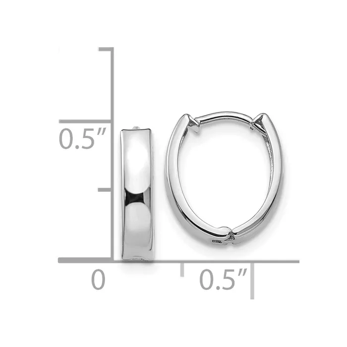 Qgold Earrings 14k White Gold 10 mm Polished Hinged Hoop Earrings 109 grams