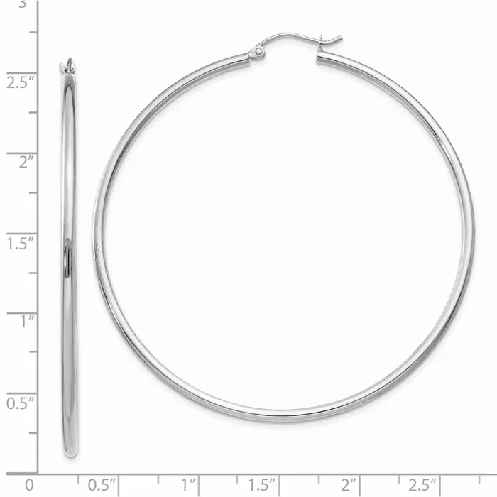 Qgold Earrings 14k White Gold 2 mm Lightweight Tube Hoop Earrings 322 grams Qgold Earrings 14k White Gold 2 mm Lightweight Tube Hoop Earrings 322 grams