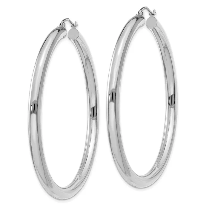 Qgold Earrings 14k White Gold 4 mm Tube Hoop Earrings 579 grams Qgold Earrings 14k White Gold 4 mm Tube Hoop Earrings 579 grams