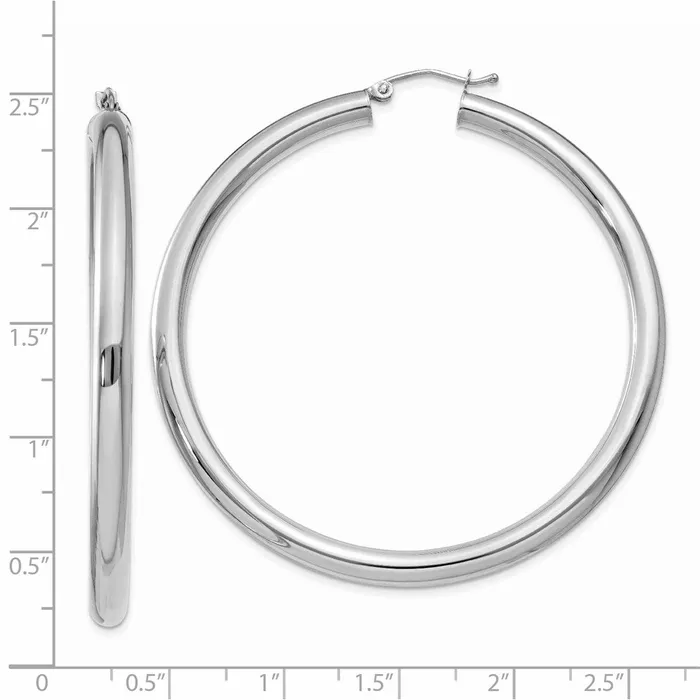 Qgold Earrings 14k White Gold 4 mm Tube Hoop Earrings 579 grams Qgold Earrings 14k White Gold 4 mm Tube Hoop Earrings 579 grams