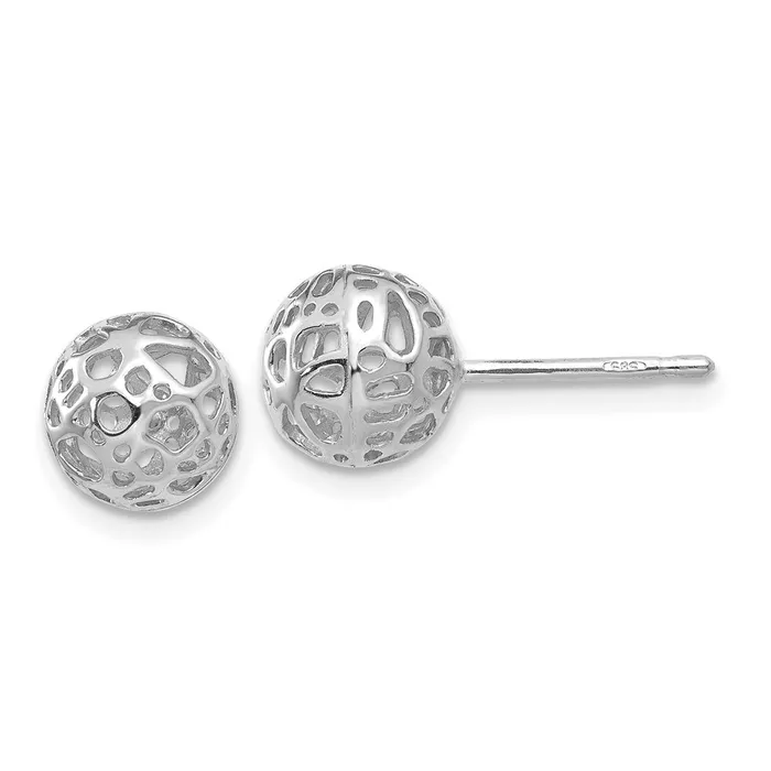 Qgold Earrings 14k White Gold 75 mm Medium Fancy Ball Post Earrings 128 grams Qgold Earrings 14k White Gold 75 mm Medium Fancy Ball Post Earrings 128 grams