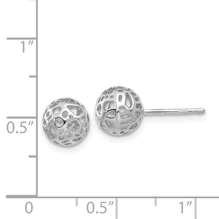 Qgold Earrings 14k White Gold 75 mm Medium Fancy Ball Post Earrings 128 grams