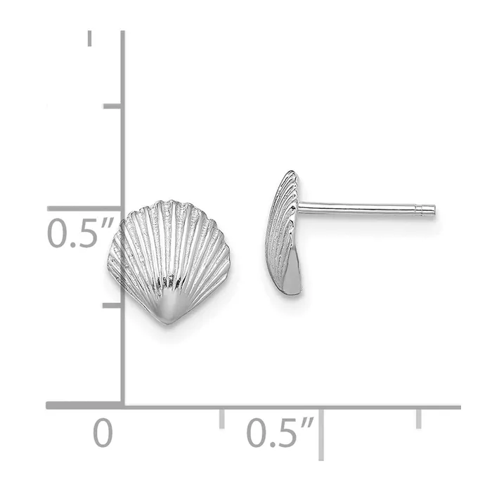 Qgold Earrings 14k White Gold 79 mm Scallop Shell Post Earrings 112 grams Qgold Earrings 14k White Gold 79 mm Scallop Shell Post Earrings 112 grams