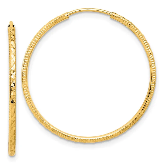 Qgold Earrings 14k Yellow Gold 15 mm Endless Hoop Earrings 118 grams