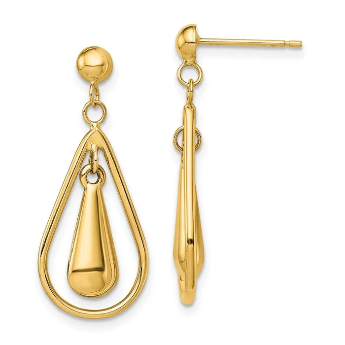 Qgold Earrings 14k Yellow Gold 12 mm Polished Dangle Post Earrings 157 grams Qgold Earrings 14k Yellow Gold 12 mm Polished Dangle Post Earrings 157 grams