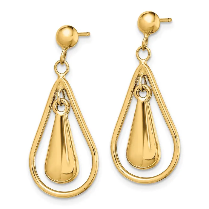 Qgold Earrings 14k Yellow Gold 12 mm Polished Dangle Post Earrings 157 grams