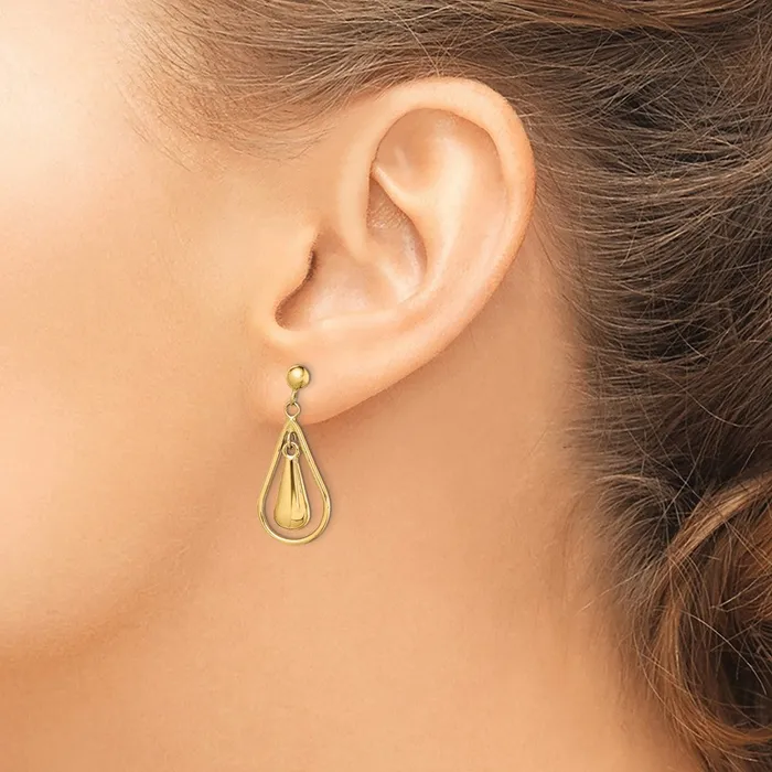 Qgold Earrings 14k Yellow Gold 12 mm Polished Dangle Post Earrings 157 grams