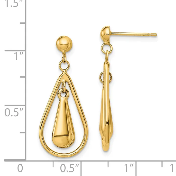 Qgold Earrings 14k Yellow Gold 12 mm Polished Dangle Post Earrings 157 grams