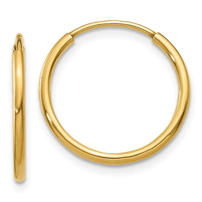 Qgold Earrings 14k Yellow Gold 16 mm Endless Hoop Earring 038 grams