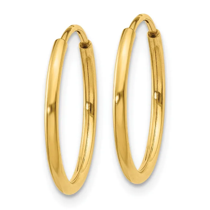 Qgold Earrings 14k Yellow Gold 16 mm Endless Hoop Earring 038 grams