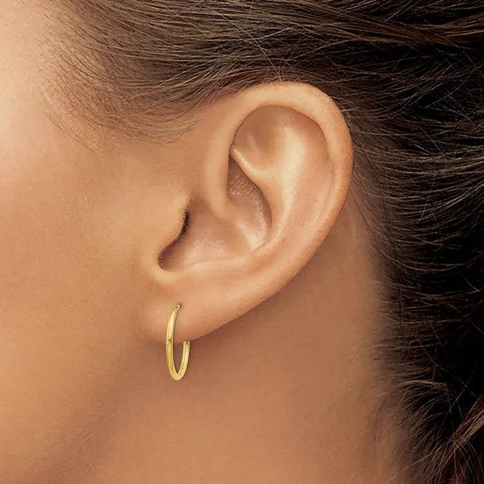 Qgold Earrings 14k Yellow Gold 16 mm Endless Hoop Earring 038 grams
