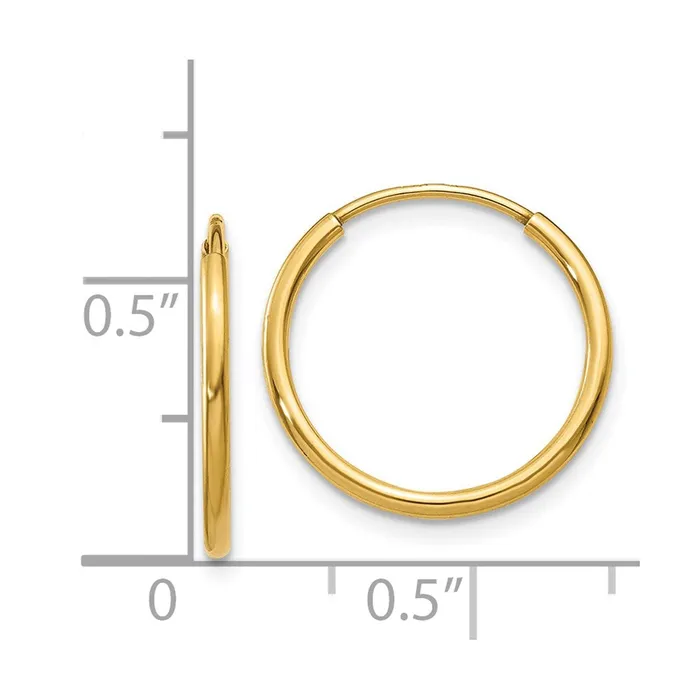 Qgold Earrings 14k Yellow Gold 16 mm Endless Hoop Earring 038 grams