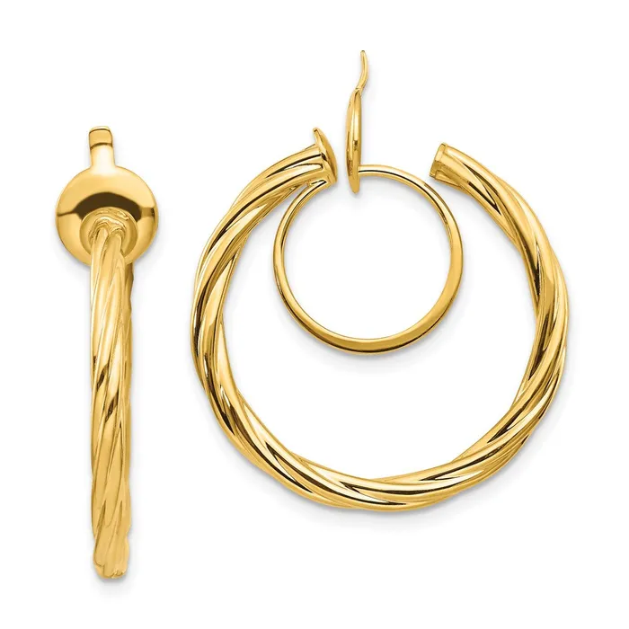 Qgold Earrings 14k Yellow Gold 225 mm Twisted Nonpierced Hoop Earrings 199 grams Qgold Earrings 14k Yellow Gold 225 mm Twisted Nonpierced Hoop Earrings 199 grams
