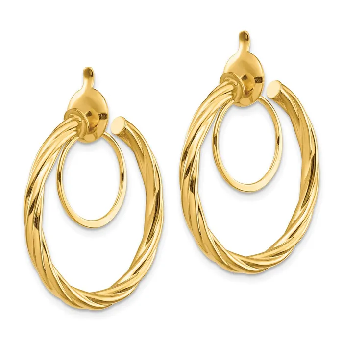 Qgold Earrings 14k Yellow Gold 225 mm Twisted Nonpierced Hoop Earrings 199 grams Qgold Earrings 14k Yellow Gold 225 mm Twisted Nonpierced Hoop Earrings 199 grams
