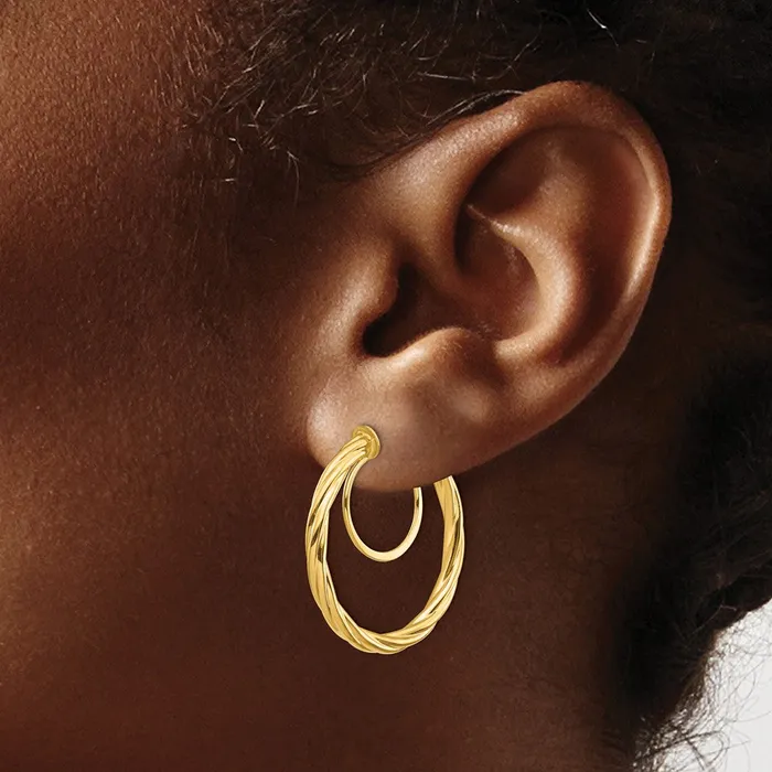 Qgold Earrings 14k Yellow Gold 225 mm Twisted Nonpierced Hoop Earrings 199 grams Qgold Earrings 14k Yellow Gold 225 mm Twisted Nonpierced Hoop Earrings 199 grams
