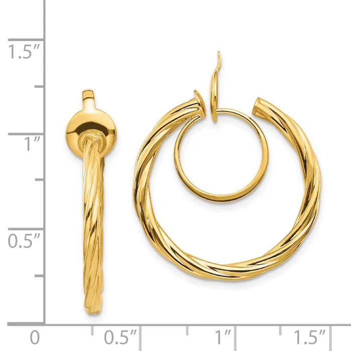 Qgold Earrings 14k Yellow Gold 225 mm Twisted Nonpierced Hoop Earrings 199 grams Qgold Earrings 14k Yellow Gold 225 mm Twisted Nonpierced Hoop Earrings 199 grams