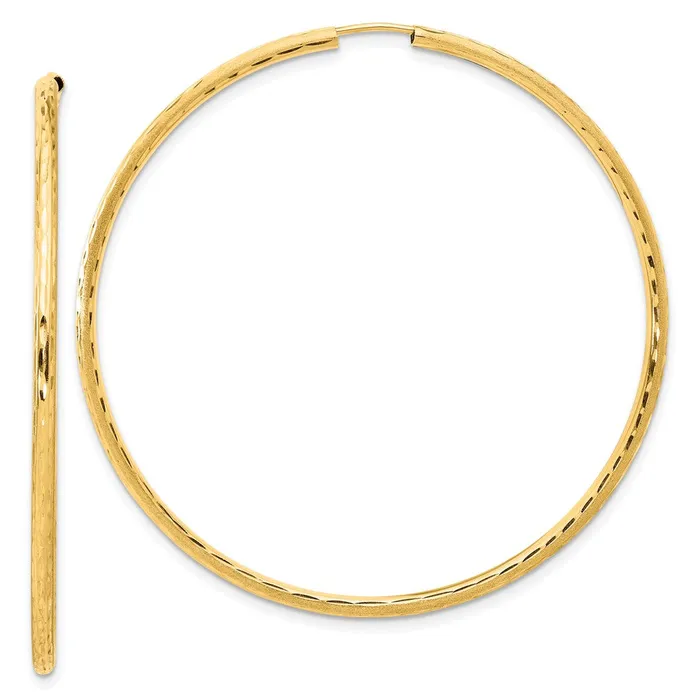 Qgold Earrings 14k Yellow Gold 2 mm Endless Hoop Earrings 285 grams